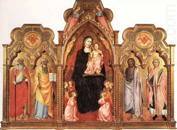 GADDI, Agnolo Madonna and Child with Angels and SS.Benedict and Peter.john the Baptist and Miniato china oil painting image